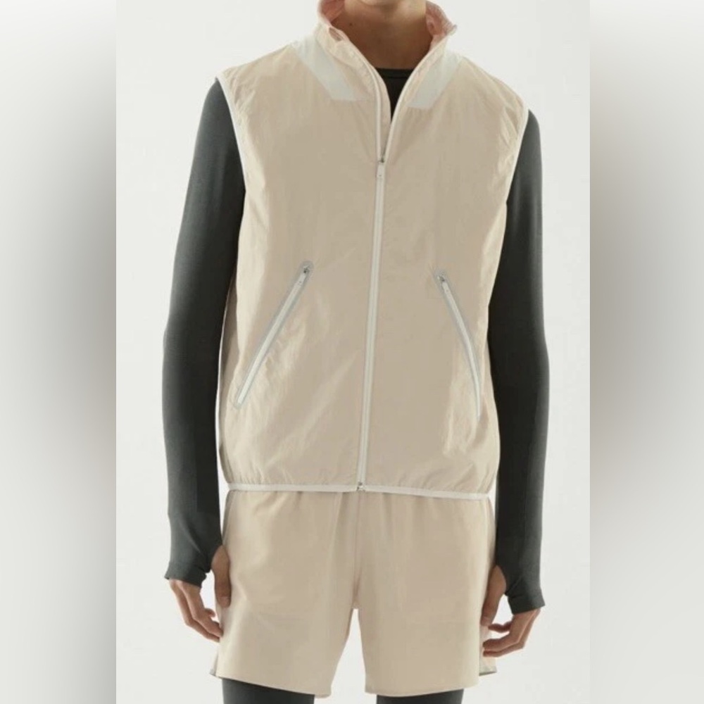 COS Padded Performance Vest In Beige sz s